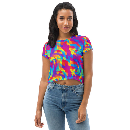 Cyber Rainbow Crop Tee